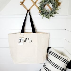 Rae Dunn 'MRS.' Large Natural Canvas Shoulder Tote Bag